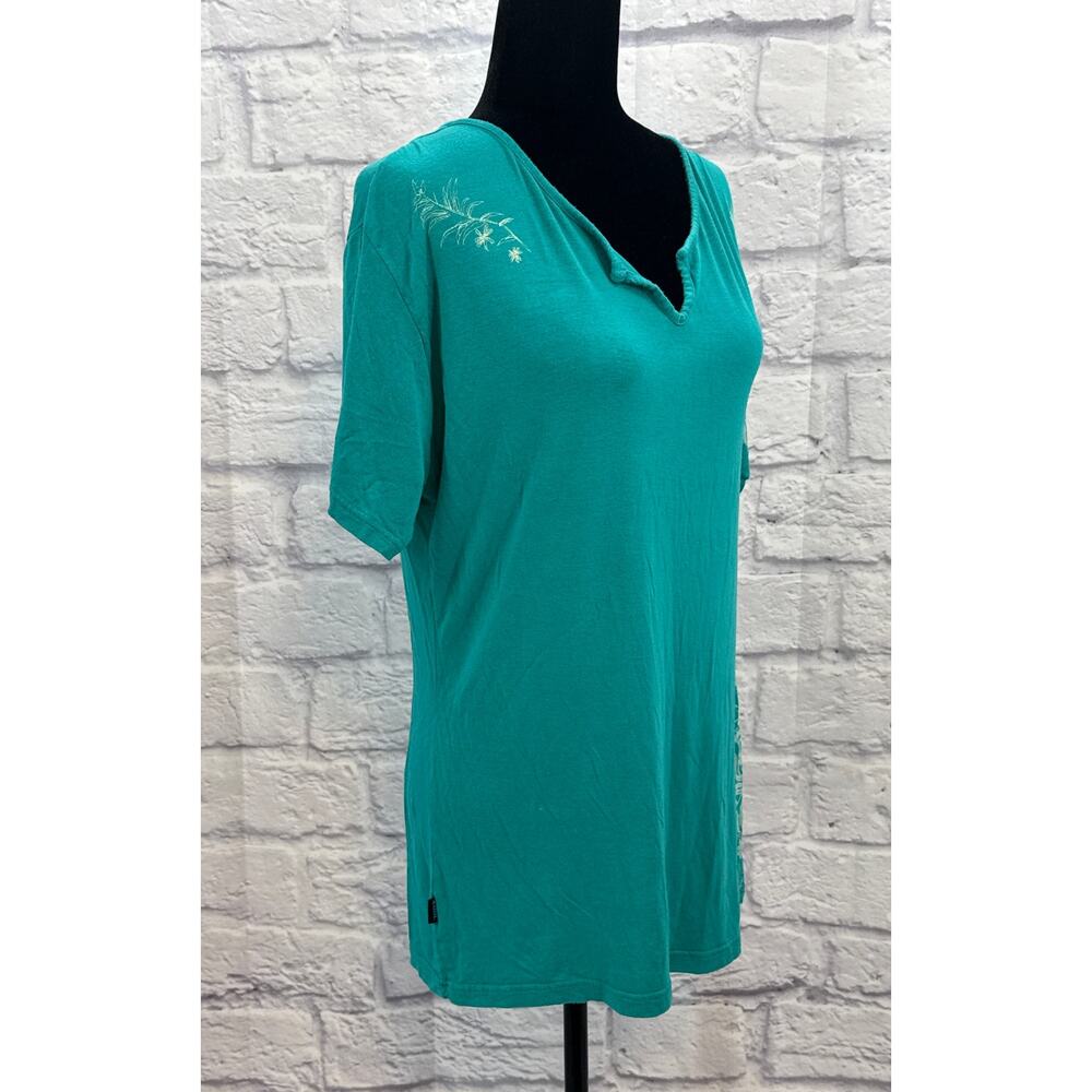 Kuhl Women's V-Neck Graphic T-Shirt Green XLarge